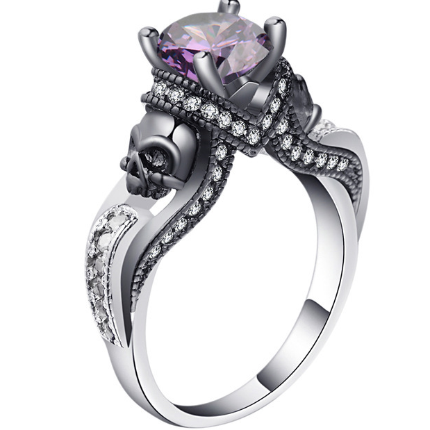 Hainon Women's Skull Ring European and American Punk style Motor Biker Men Party Ring Birthday stone skull men's jewelry Rings - Image 7