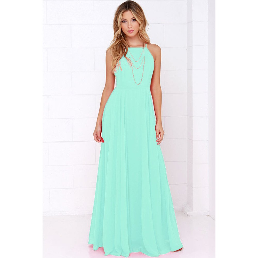 Chiffon big swing sexy backless suspender skirt long dress - Image 12