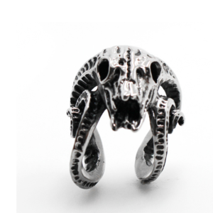 Red plate sheep ancient skull punk men's titanium steel ring tide index finger retro exaggerated personality fashion jewelry ring