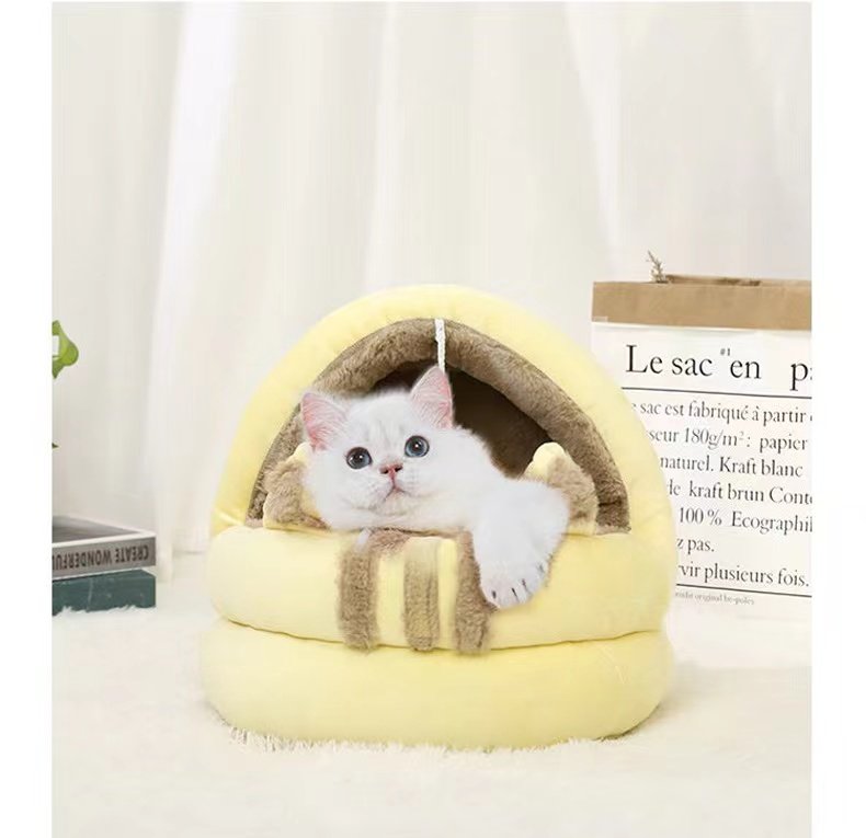 Cat Nest Bed Semi-Enclosed Cat Nest House Cool Summer Haven - Image 5