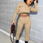 Solid color sweatshirt sports letter suit
