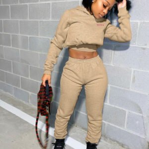Solid color sweatshirt sports letter suit