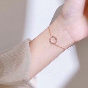 S925 Sterling Silver Plated Circle Rose Gold Bracelet