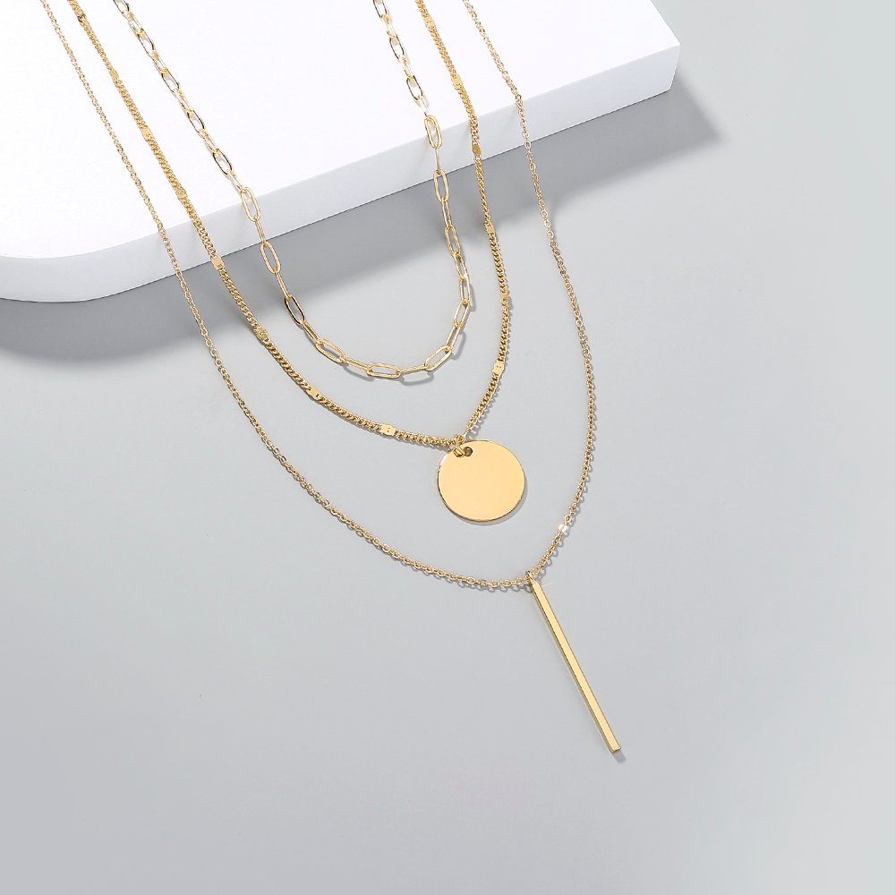 Personality Round Sequin y-shaped multi-layer Necklace - Image 2