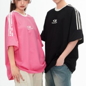 Men's Retro Pioneer Bars American Letter Print Couple Short Sleeve