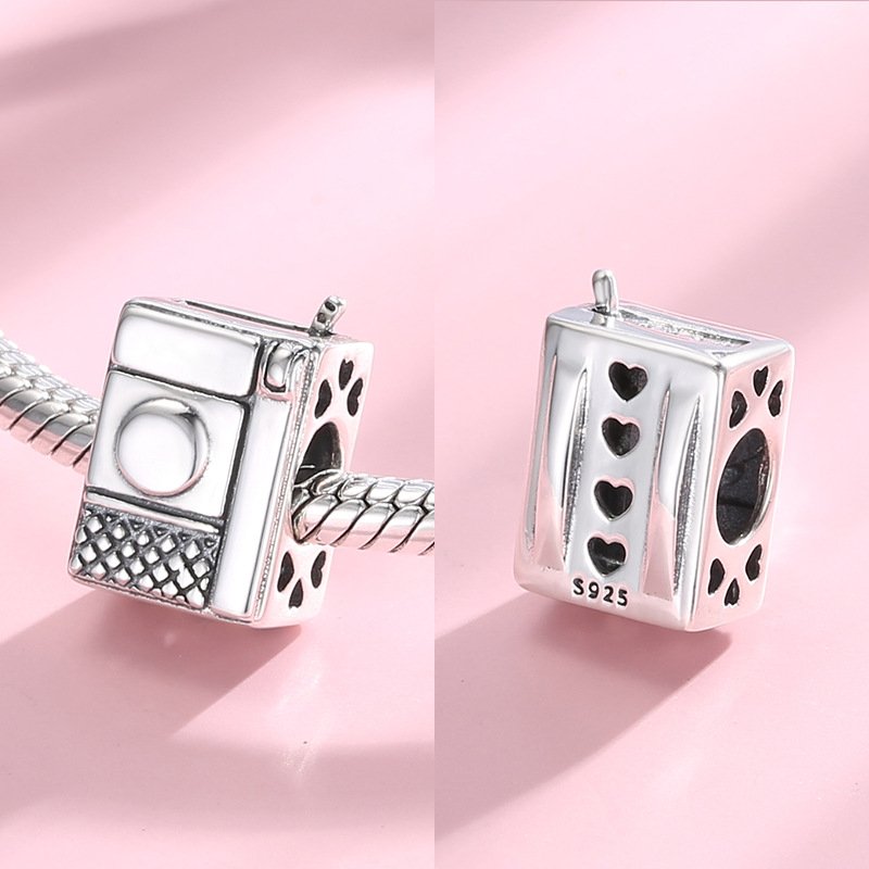 Creative Gramophone Bread Maker Book Beads Pendant S925 Sterling Silver Diy Accessories - Image 3