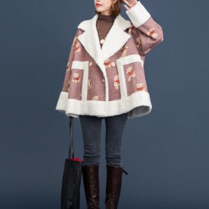 Bear print suede jacket