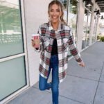 Long Sleeve Loose Women Plaid Coat