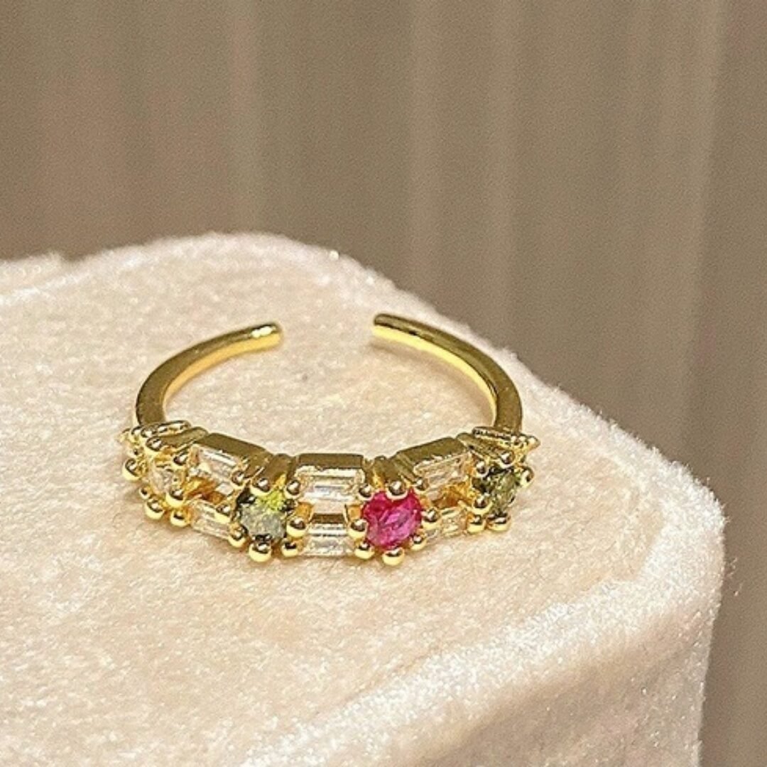 New Chinese Style Stacked Flower Salad Butterfly Opening Ring Women - Image 2
