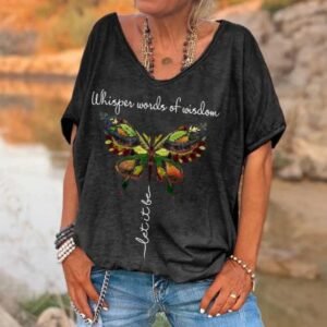 Loose Fashion V-neck Cartoon Digital Printed T-shirt