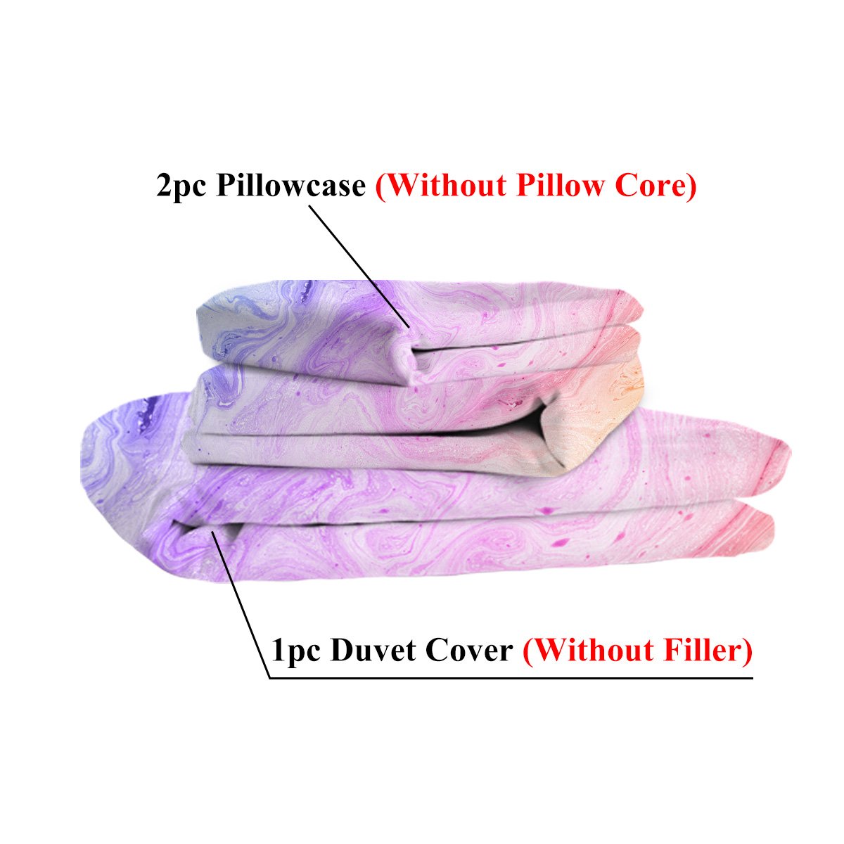 Kids Duvet Cover Set Premium Brushed Microfiber Pink And Purple Ombre Bedding Set 3 Piece Comfy Quilt Cover For Girls Bedroom - Image 2
