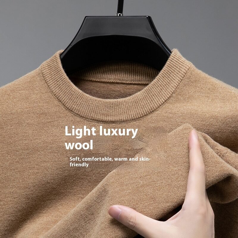 Solid Color Men's Round Neck Long Sleeve Autumn And Winter Leisure Sweater - Image 2