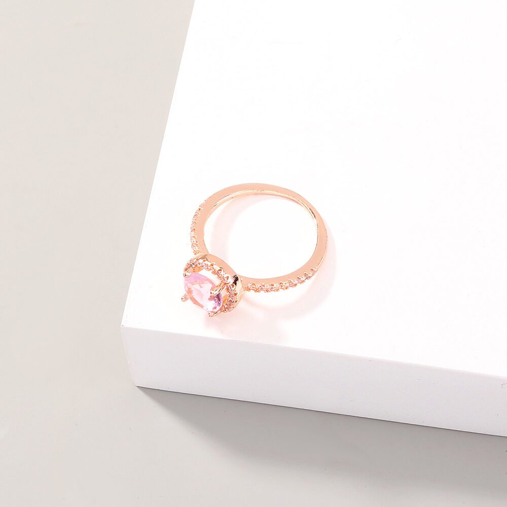 Copper micro-inlaid round zircon ring - Image 6