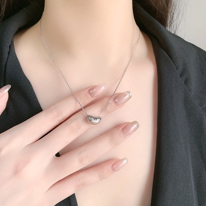 925 Silver Necklace Women's Sterling Silver Acacia Red Bean Pendant Light And Luxury Design - Image 3