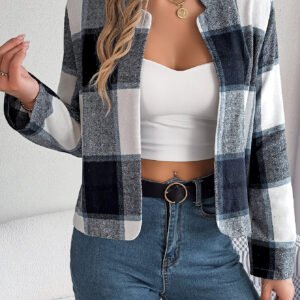 Women's Casual Plaid Long Sleeve Tweed Set
