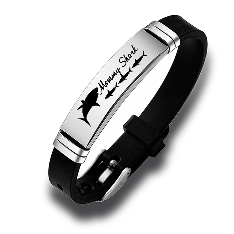 Cute Shark Mommy and Baby Stainless Steel Adjustable Silicone Bracelet Mothers Day Gift - Image 11