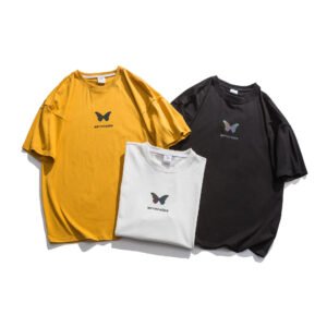 Reflective butterfly print short sleeve T-shirt