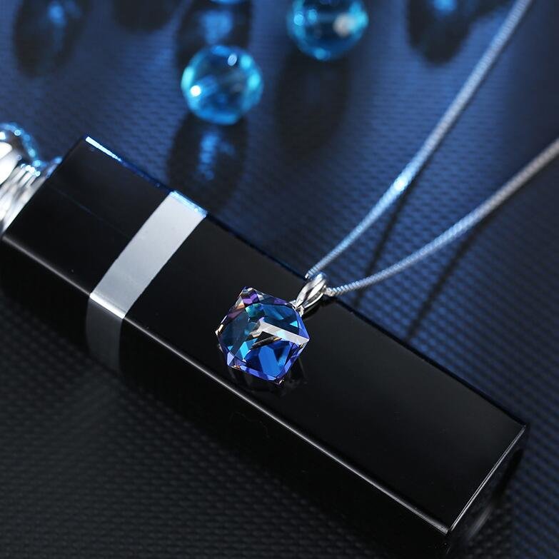 Silver Crystal Rubik's Cube Necklace - Image 3