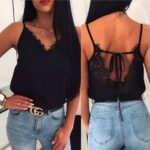 Summer women's sexy lace lace stitching V-neck vest
