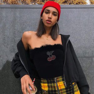 New Euro-American Style Amazon Spring Foreign Trade Explosion Hot Drilled Velvet Stitching One-Word Collar Wrapped Chest vest