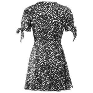 V-neck short sleeve printed skirt dress