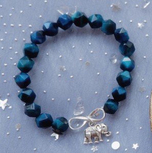 Women's Sterling Silver Bow Tie Blue Tiger Eye Bracelet - Image 3