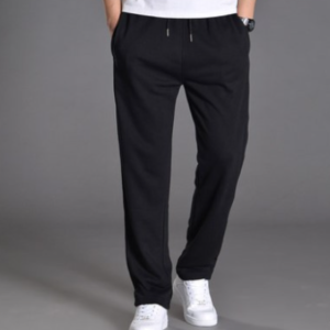 Men's Cotton Trousers Straight Casual Oversized Knit Sweatpants Loose Running Pants