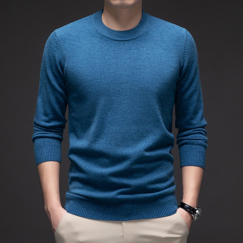 Solid Color Men's Round Neck Long Sleeve Autumn And Winter Leisure Sweater - Image 12