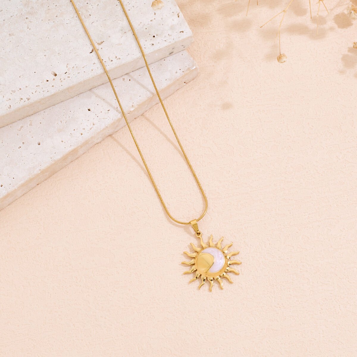 A Drip Oil Sun Shaped Stainless Steel Women's Pendant Necklace - Image 2