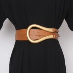 Metal curved large horseshoe buckle belt