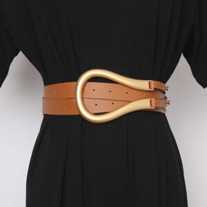 Metal curved large horseshoe buckle belt
