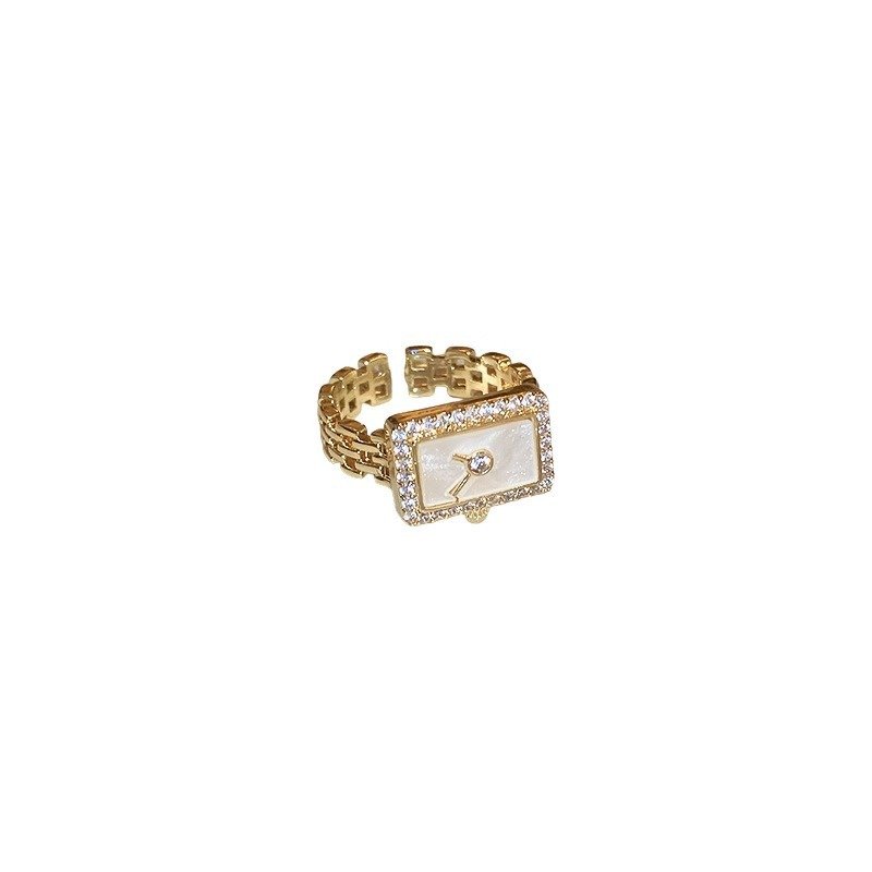 Niche High-end Minimalist Zircon Geometric Open Ring - Image 3