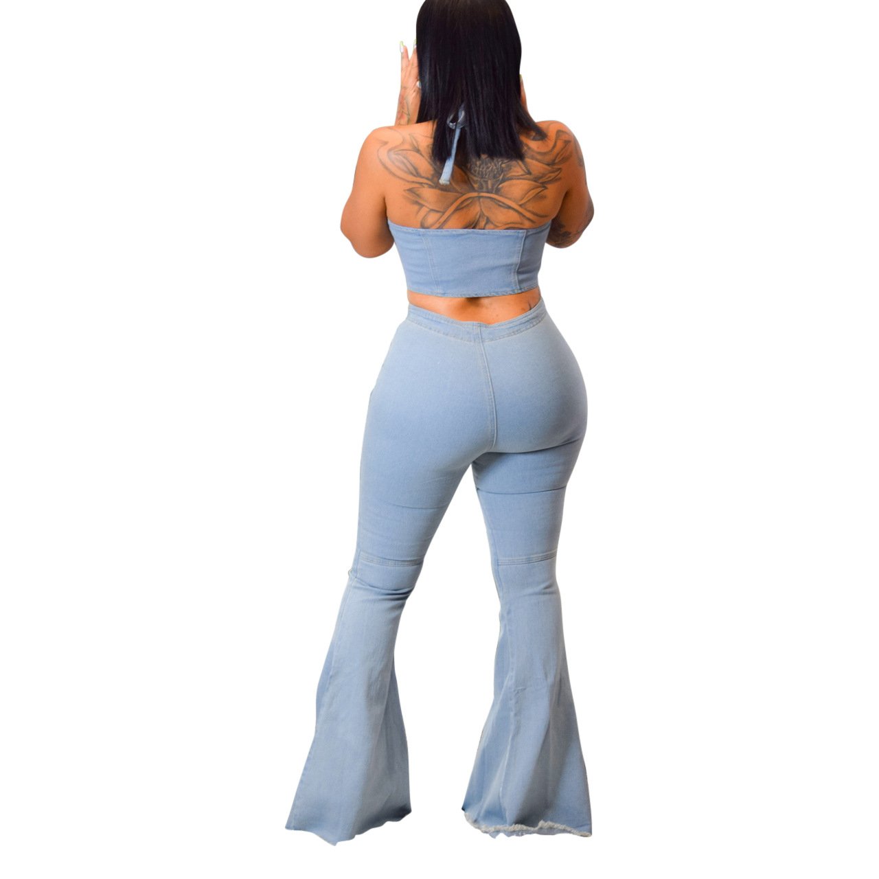 Frosted washed denim suit - Image 15
