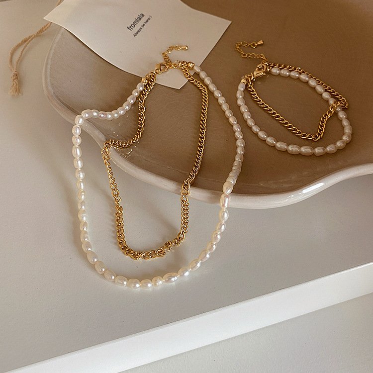 Vintage Chain Freshwater Pearl Double Bracelet - Image 4