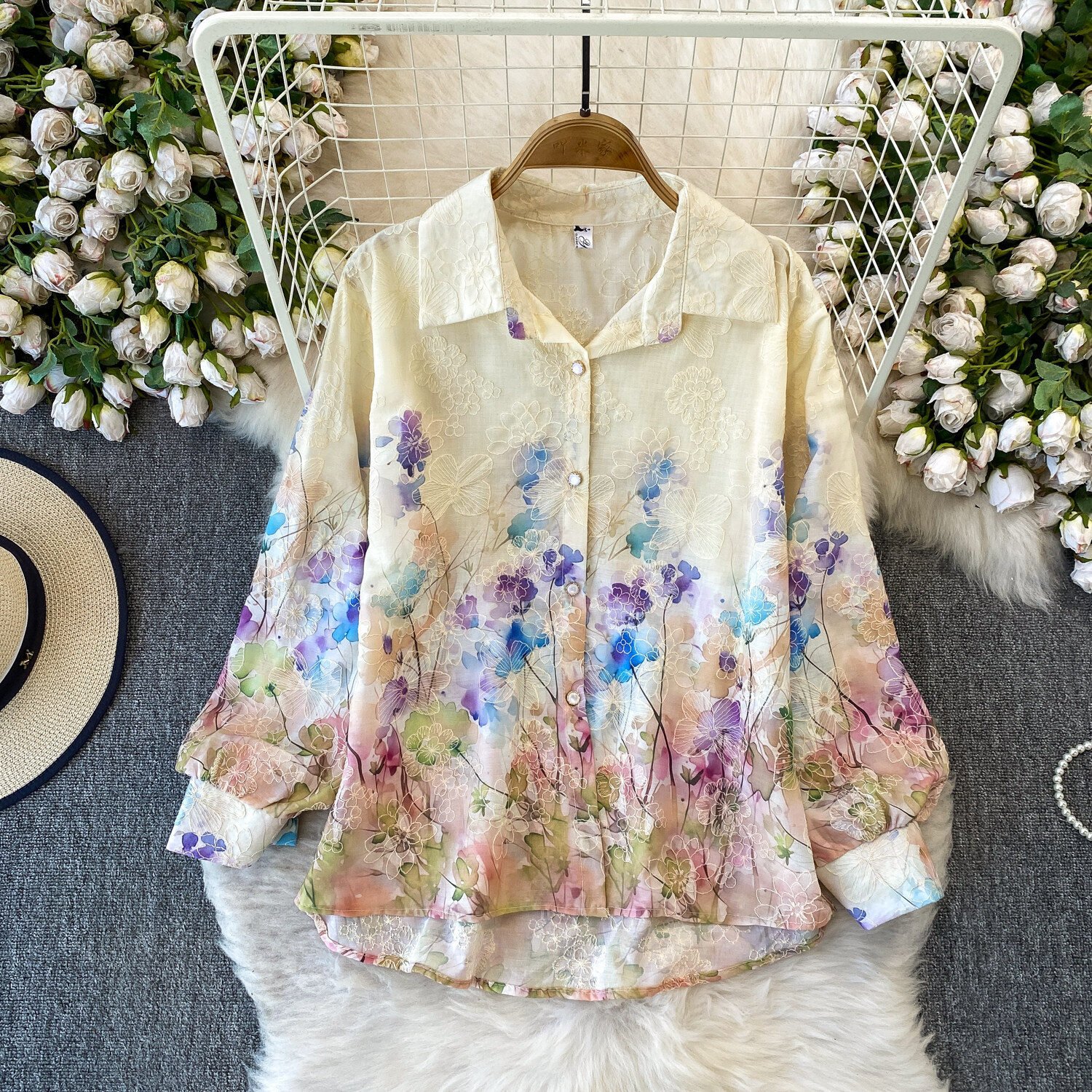 Printed Long-Sleeve Sun-Protective Shirt Womens Loose Mid-Length Coat - Image 8