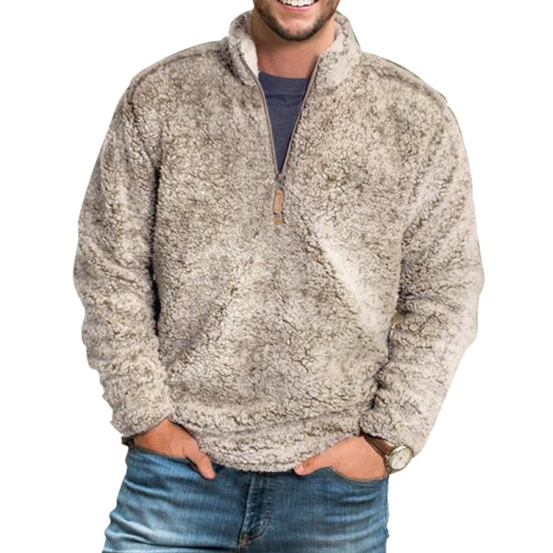 Men'sWarm Top Casual Loose Solid Color Thickened Coat - Image 2