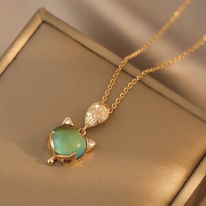 Female Gradual Color Changing Design Warm Stone Necklace
