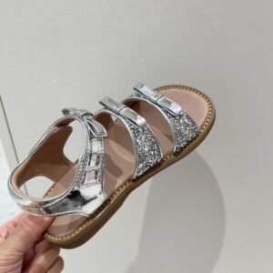 New Sequined Princess Style Children's And Girls' Versatile Sandals With Butterfly Bow Soft Sole Summer Sandals And Open Toe Sandals