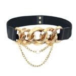 Fashionable Chain Tassel Embellishment With Wide Elastic Belt
