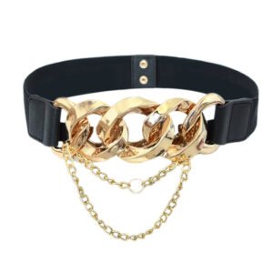 Fashionable Chain Tassel Embellishment With Wide Elastic Belt