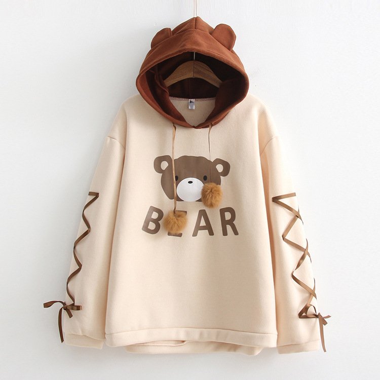 Cute bear long sleeve hooded sweater - Image 3