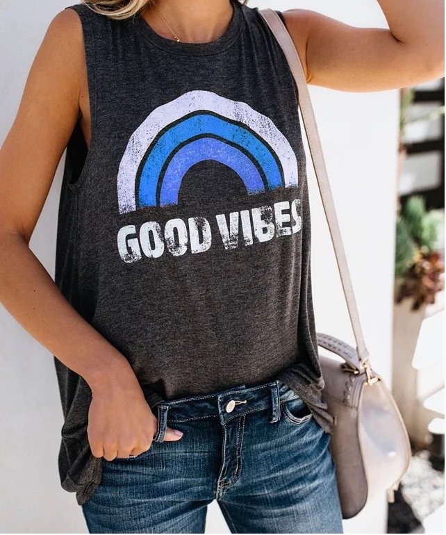 Letter rainbow sleeveless vest - Image 3