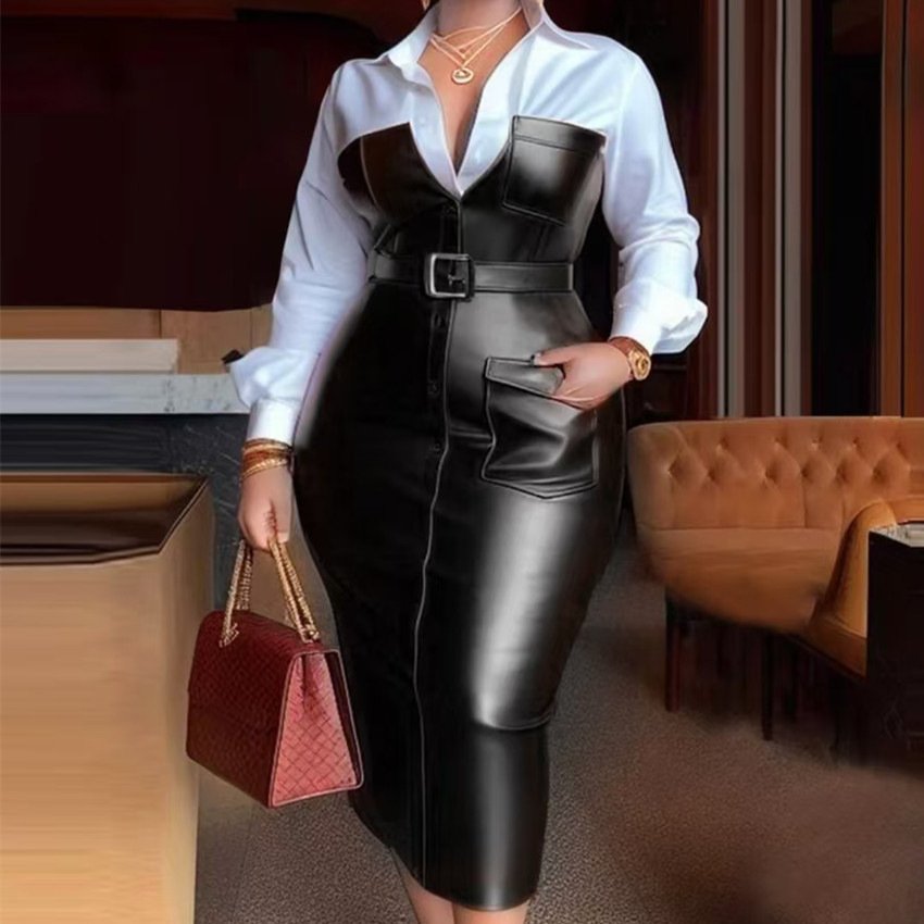 New Temperament Commute Stitching Contrasting-color Dress - Image 2