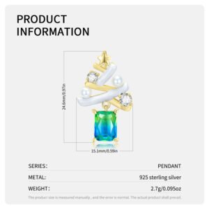 925 Sterling Silver Plated 14K Gold Christmas Tree Pendant Necklace