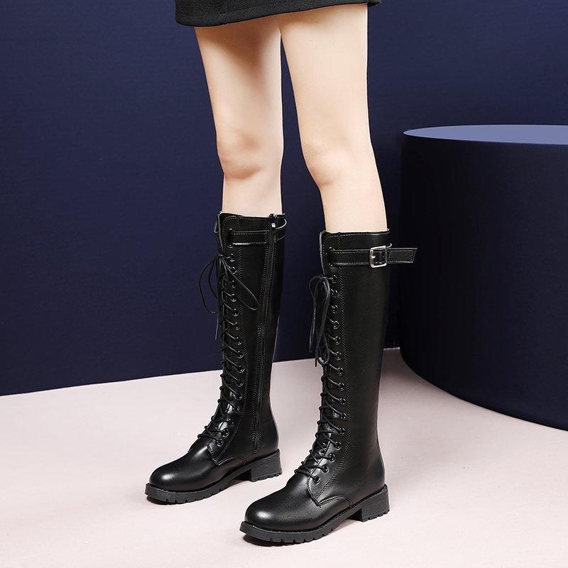 Long Tube Lace Round Toe Casual Fashion Boots - Image 3