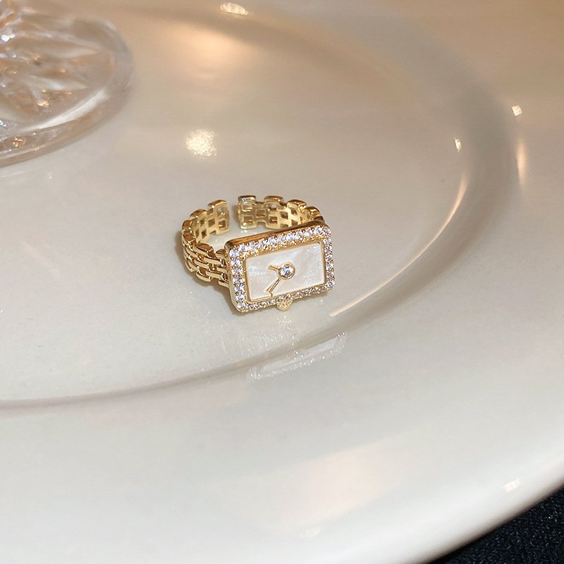Niche High-end Minimalist Zircon Geometric Open Ring - Image 2