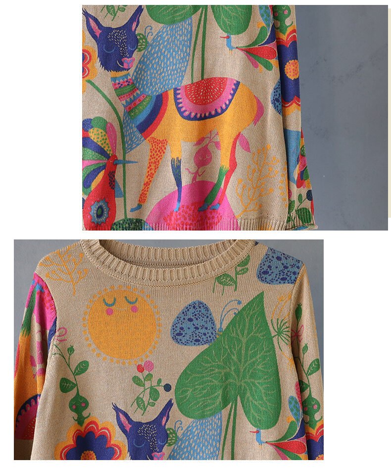 Loose Plus Size Worn Out Long-Sleeved Sweater - Image 3