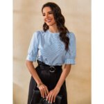 Women's Commuter Top Striped Round Neck T-shirt