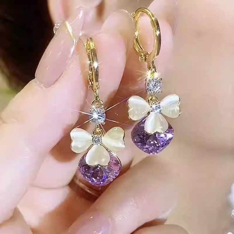 Light Luxury Green Zircon Ball Drop Earrings, Elegant Huggie Hoop Ear Cuffs, Delicate Sparkling Design - Image 2