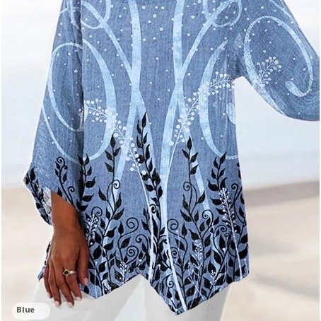 Spring And Autumn Women's Clothing Crew Neck Split Plus Size Top 3D Printing - Image 3